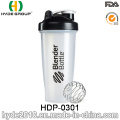 Botella de agua plástica libre al por mayor de la coctelera de la proteína de BPA, botella plástica modificada para requisitos particulares 600ml de la coctelera del polvo (HDP-0301)